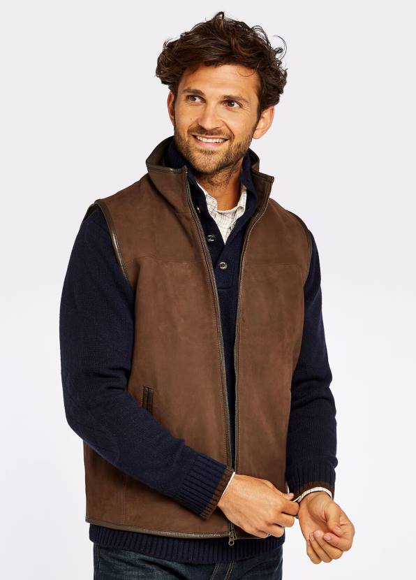 Dubarry Clothing Men Dunhill Leather Gilet Walnut 862D963