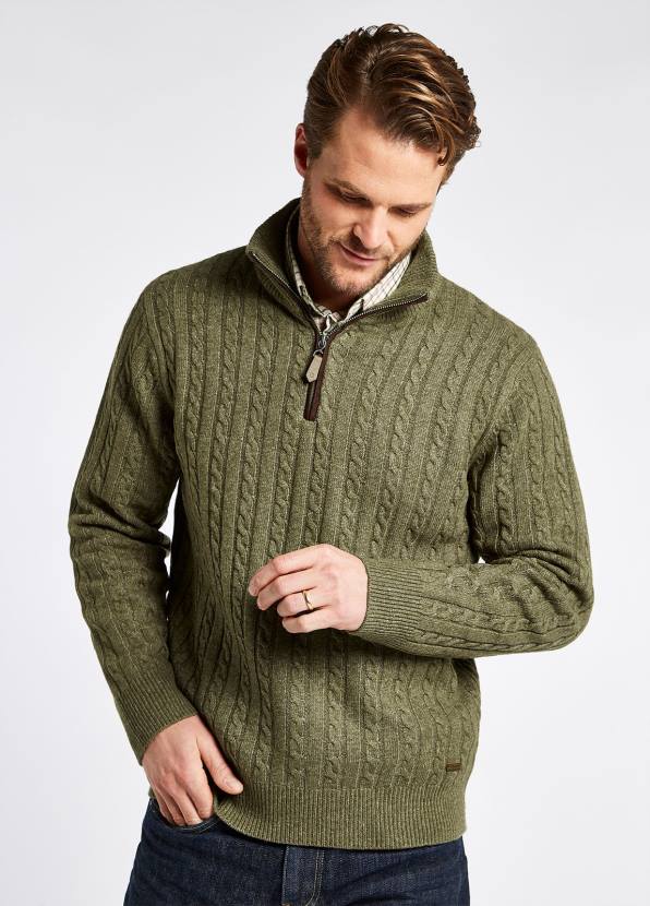 Dubarry Clothing Men Cronin Zip Neck Sweater Dusky Green 862D1088