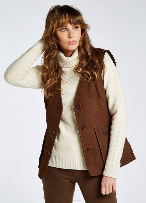 Dubarry Clothing Women Allendale Leather Gilet Walnut 862D232