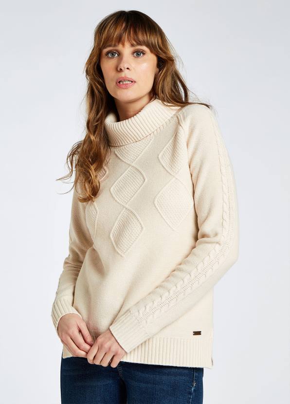 Dubarry Clothing Women Belleek Chunky Roll Neck Sweater Chalk 862D278