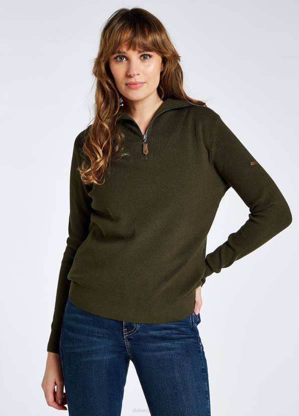 Dubarry Clothing Women Kilbarry Zip Neck Sweater Olive 862D664