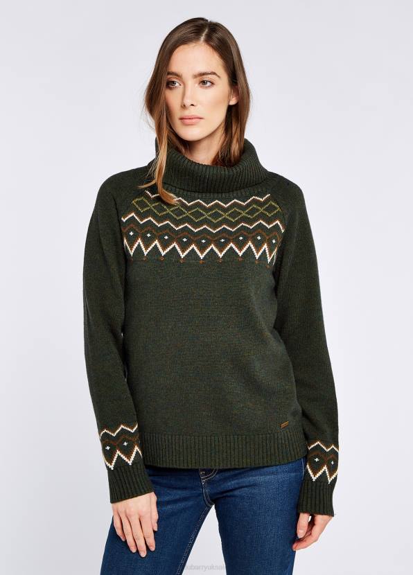 Dubarry Clothing Women Riverstown Fair Isle Sweater Olive 862D521
