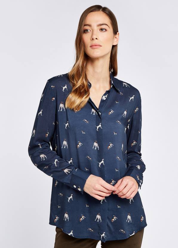 Dubarry Clothing Women Daphne Hound Print Shirt Navy 862D707