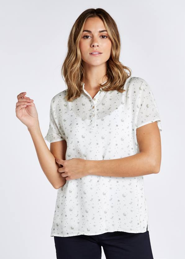 Dubarry Clothing Women Waterfall Printed Top White 862D763